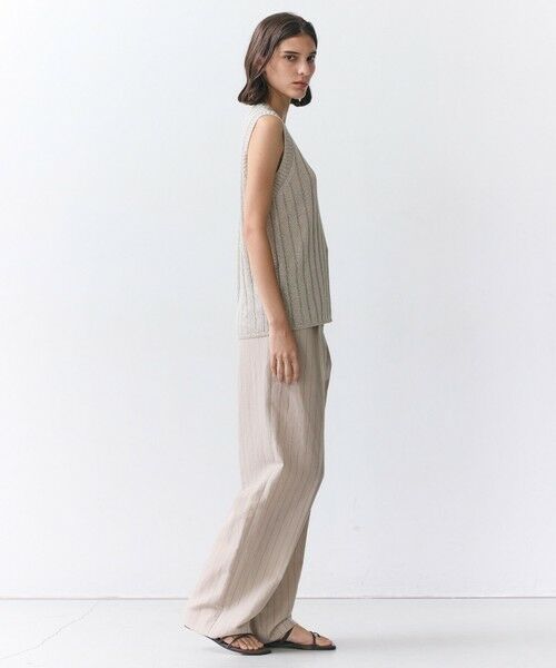 BEIGE, / ベイジ, その他パンツ | ERYTH / リネンストライプ タックワイドパンツ | 詳細4