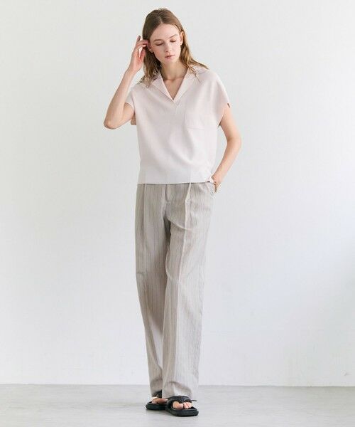 BEIGE, / ベイジ, その他パンツ | ERYTH / リネンストライプ タックワイドパンツ | 詳細6