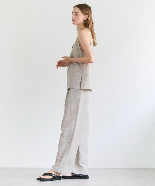 BEIGE, / ベイジ, その他パンツ | ERYTH / リネンストライプ タックワイドパンツ | 詳細7