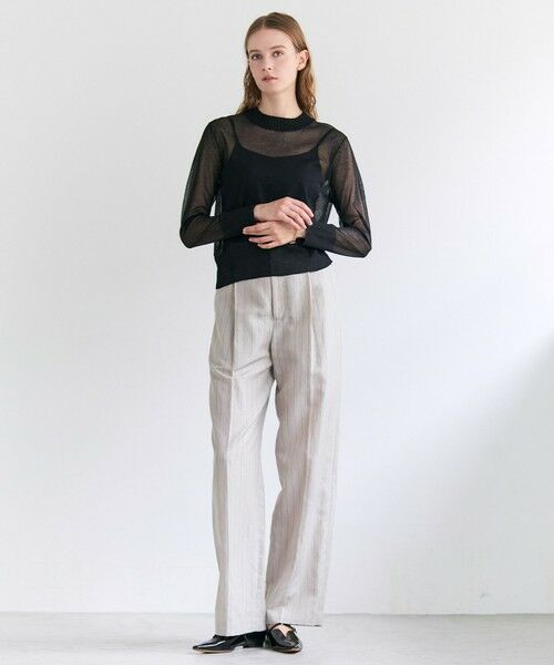 BEIGE, / ベイジ, その他パンツ | ERYTH / リネンストライプ タックワイドパンツ | 詳細9