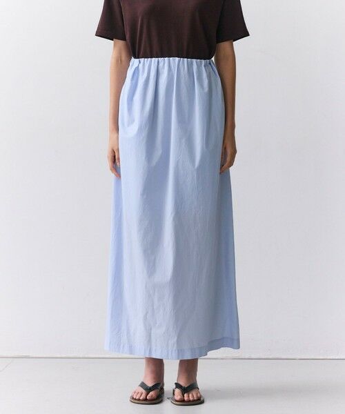 BEIGE, / ベイジ, ミニ・ひざ丈スカート | MALLOW / コットンタック イージーフレアスカート（Sax）