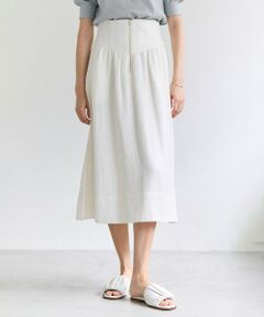 BERNARD / リネン混 ゴールドジップ ハイウエススカート
