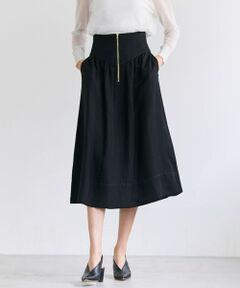 BEIGE, / ベイジ, ミニ・ひざ丈スカート | BERNARD / リネン混 ゴールドジップ ハイウエススカート