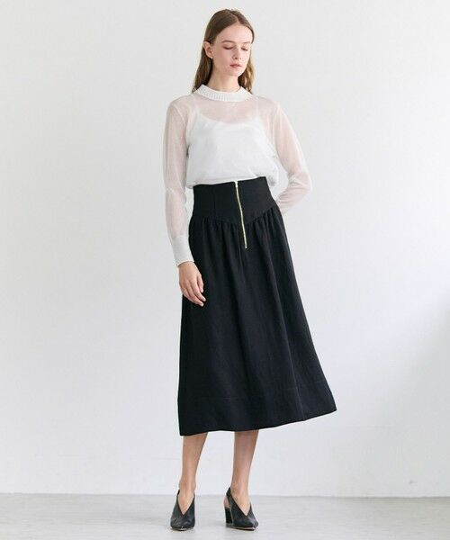 BEIGE, / ベイジ, ミニ・ひざ丈スカート | BERNARD / リネン混 ゴールドジップ ハイウエススカート | 詳細6