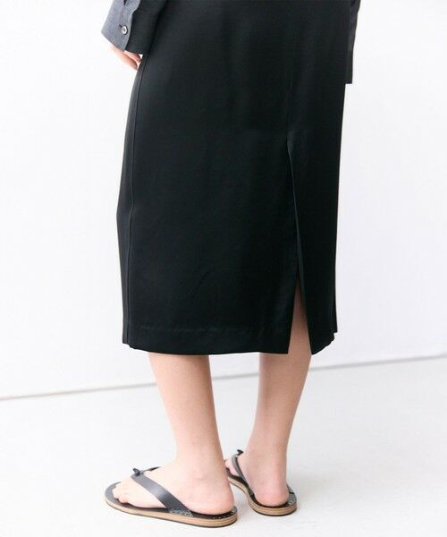 BEIGE, / ベイジ, ミニ・ひざ丈スカート | CASSITER / リネンブレンド サテンスカート | 詳細1