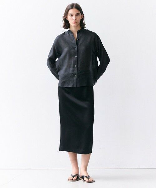 BEIGE, / ベイジ, ミニ・ひざ丈スカート | CASSITER / リネンブレンド サテンスカート | 詳細3