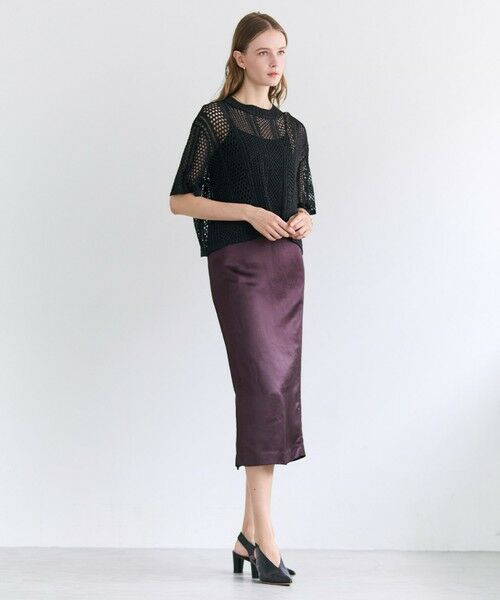 BEIGE, / ベイジ, ミニ・ひざ丈スカート | CASSITER / リネンブレンド サテンスカート | 詳細7