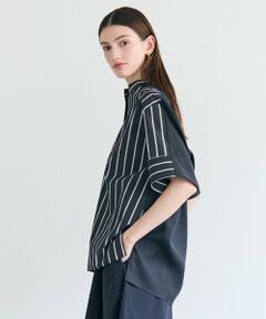 BEIGE, / ベイジ, シャツ・ブラウス | QUARTZ / 異素材コンビ ストライプシャツ