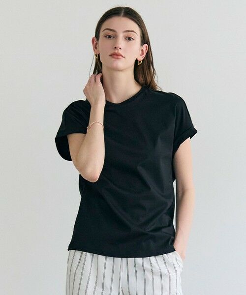 BEIGE, / ベイジ, カットソー | BORNA / コットンスムースTシャツ（Black）