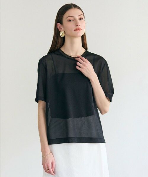 BEIGE, / ベイジ, カットソー | SELEN / リブコンビ シアーTシャツ（Black）
