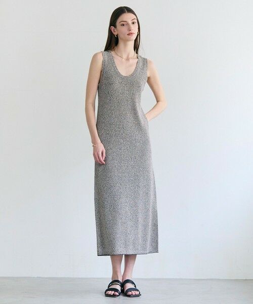 BEIGE, / ベイジ, ロング・マキシ丈ワンピース | AGATE / Uネック メランジニットドレス | 詳細3