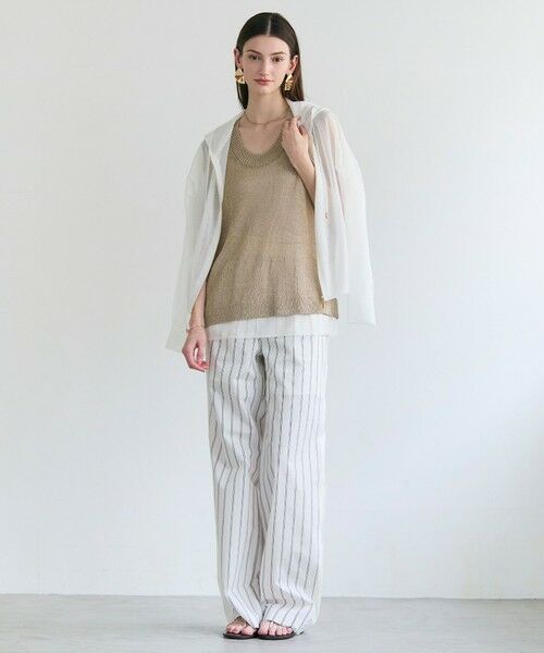 BEIGE, / ベイジ, その他パンツ | QUARTZ / 側章コンビ ストライプパンツ | 詳細4