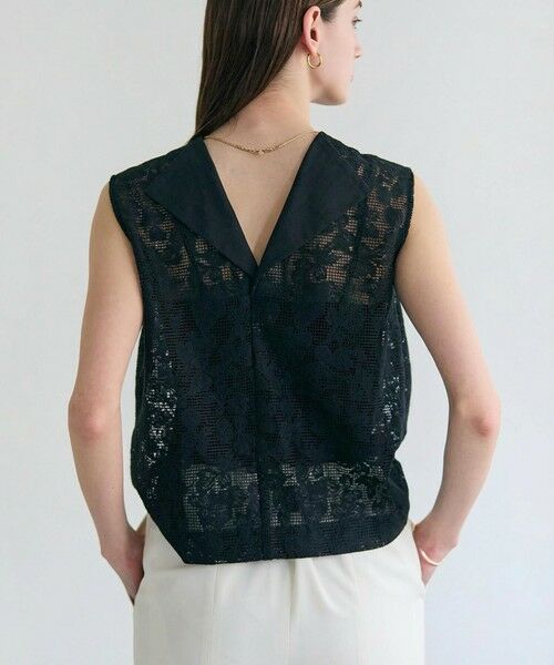 BEIGE, / ベイジ, シャツ・ブラウス | FLUORITE / 異素材コンビ レースブラウス（Black）