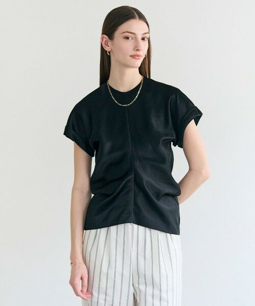 BEIGE, / ベイジ, シャツ・ブラウス | CYANO / サテン ドレープブラウス（Black）