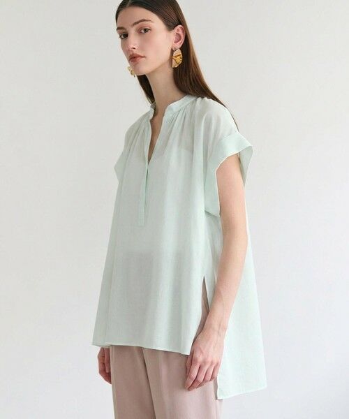 BEIGE, / ベイジ, シャツ・ブラウス | BAC / コットンシアー ギャザーブラウス（Mint）