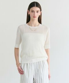 BEIGE, / ベイジ, ニット・セーター | LEPIDO / 前後2WAY シアー編みニット