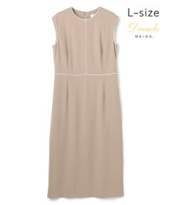 BEIGE, / ベイジ, ロング・マキシ丈ワンピース | 【Lsize・セットアップ対応】CINDY / 配色ライン クルーネックドレス