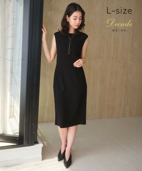 BEIGE, / ベイジ, ロング・マキシ丈ワンピース | 【Lsize・セットアップ対応】CINDY / 配色ライン クルーネックドレス（Black x Black）