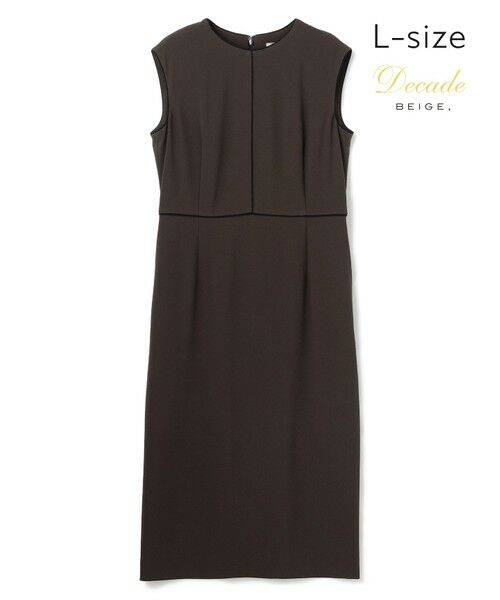 BEIGE, / ベイジ, ロング・マキシ丈ワンピース | 【Lsize・セットアップ対応】CINDY / 配色ライン クルーネックドレス（Brown ×Black）