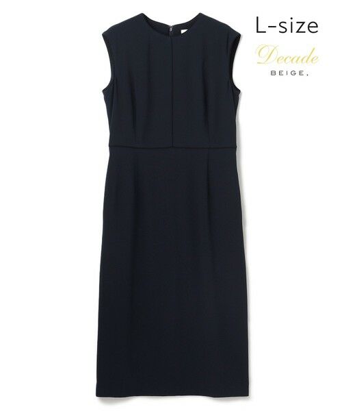 BEIGE, / ベイジ, ロング・マキシ丈ワンピース | 【Lsize・セットアップ対応】CINDY / 配色ライン クルーネックドレス（Navy x Black）