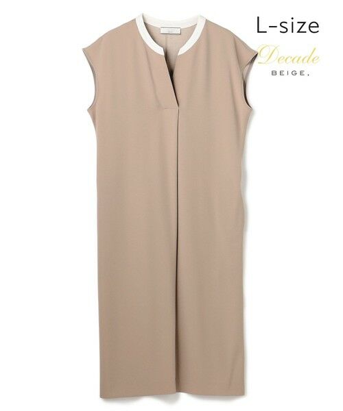 BEIGE, / ベイジ, ロング・マキシ丈ワンピース | 【Lsize・セットアップ対応】CINDY / 配色ネック フレンチドレス（Taupe x White）