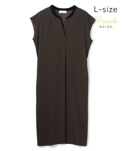 BEIGE, / ベイジ, ロング・マキシ丈ワンピース | 【Lsize・セットアップ対応】CINDY / 配色ネック フレンチドレス（Brown ×Black）