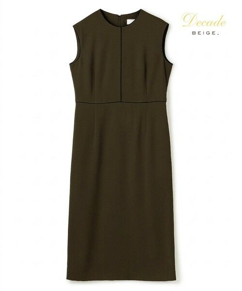 BEIGE, / ベイジ, ロング・マキシ丈ワンピース | 【セットアップ対応】CINDY / 配色ライン クルーネックドレス(Brown ×Black)