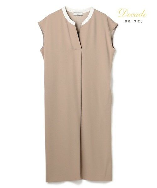 BEIGE, / ベイジ, ロング・マキシ丈ワンピース | 【セットアップ対応】CINDY / 配色ネック フレンチドレス(Taupe x White)