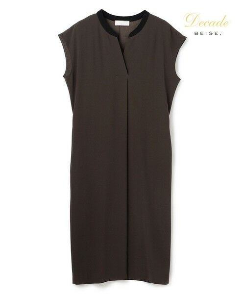BEIGE, / ベイジ, ロング・マキシ丈ワンピース | 【セットアップ対応】CINDY / 配色ネック フレンチドレス(Brown ×Black)