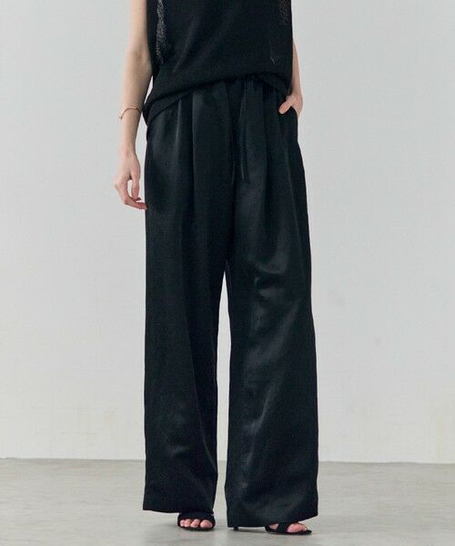 BEIGE, / ベイジ, その他パンツ | CYANO / サテン イージーワイドパンツ(Black)