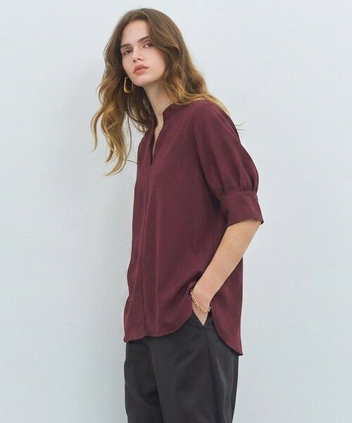 BEIGE, / ベイジ, シャツ・ブラウス | FLEUR / バックサテン プルオーバーブラウス（Bordeaux）