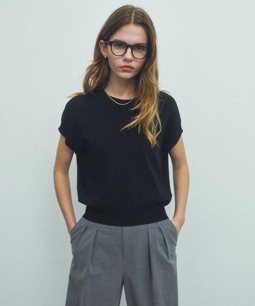 BEIGE, / ベイジ, ニット・セーター | 【ロングセラー】LAURA / ストレッチ ドロップショルダーニット（Black）