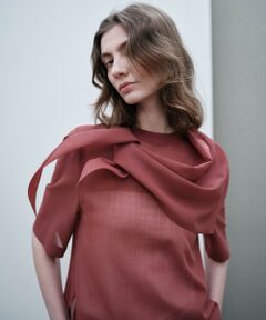 BEIGE, / ベイジ, シャツ・ブラウス | MOYE / スカーフ付き ハーフスリーブブラウス