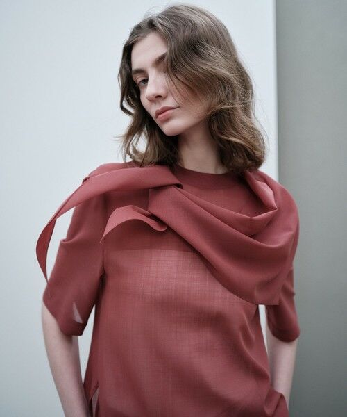 BEIGE, / ベイジ, シャツ・ブラウス | MOYE / スカーフ付き ハーフスリーブブラウス（L.Bordeaux）