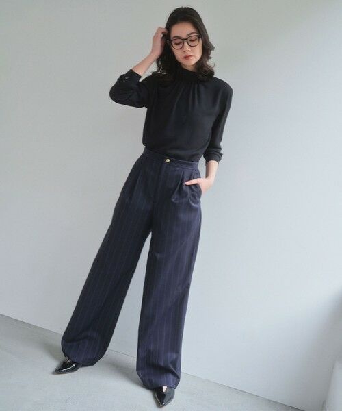 BEIGE, / ベイジ, その他パンツ | 【セットアップ対応】GEORGE / ウールストライプ ツータックパンツ(Navy Stripes)