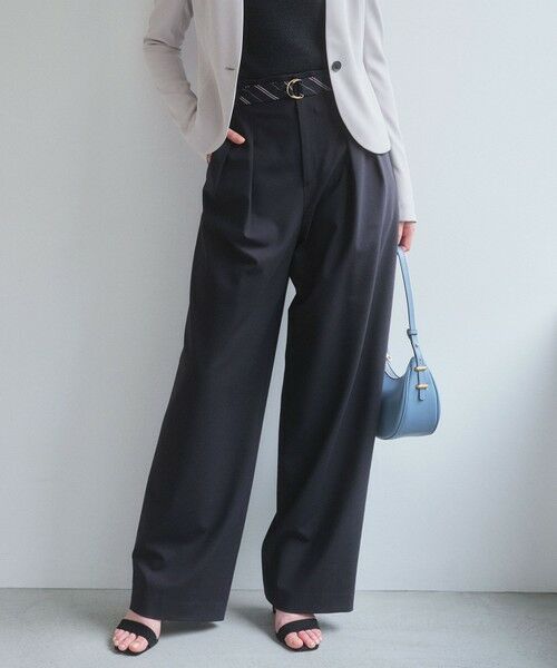 BEIGE, / ベイジ, その他パンツ | ZEPHYR / ベルト付き 2タックワイドパンツ（Navy）
