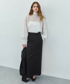 BEIGE, / ベイジ, ミニ・ひざ丈スカート | 【セットアップ対応】GEORGE / ウールストライプ ハイウエストスカート