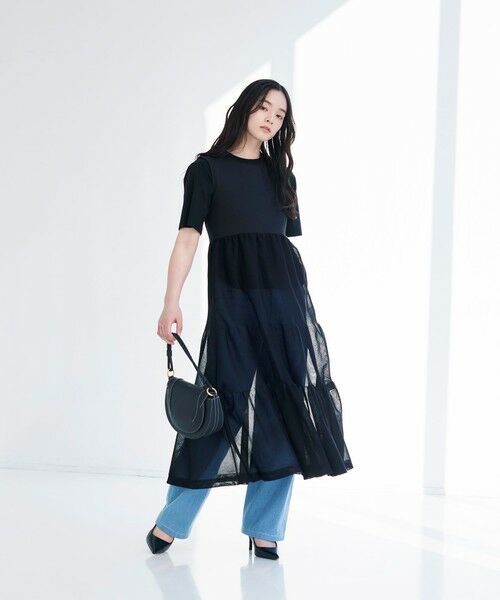 【DKNY】モノトーンのミモレ丈ワンピース レディース ワンピース・レディース ドレス -ファッション通販