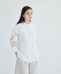 セール】 【NARACAMICIE】バックレースブロード長袖シャツ