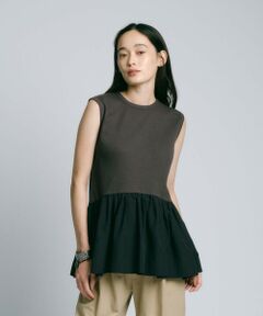 BIANCA / ビアンカ カットソー | 【着映えが叶う】フリルギャザーコンビカットソー