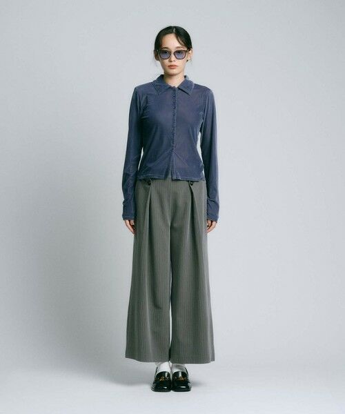 BIANCA / ビアンカ カットソー | 【トレンドミックス】クラシカル　シアーベロアシャツブラウス | 詳細8