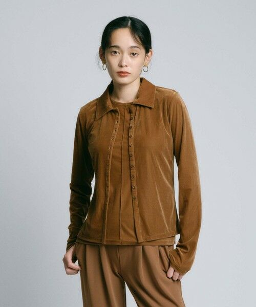 BIANCA/ビアンカ 【トレンドミックス】クラシカル シアーベロアシャツブラウス キャメル1 M(38) BIANCA/ビアンカ 【トレンドミックス】クラシカル シアーベロアシャツブラウス キャメル1 M(38)