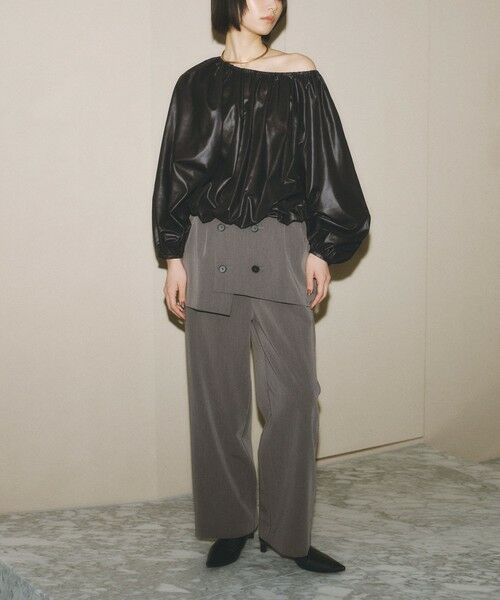 BIANCA / ビアンカ シャツ・ブラウス | 【BAILA12月号掲載】【BAILAコラボ企画】レザー見えバルーン3WAYブラウス | 詳細3
