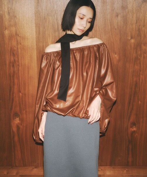 BIANCA / ビアンカ シャツ・ブラウス | 【BAILA12月号掲載】【BAILAコラボ企画】レザー見えバルーン3WAYブラウス | 詳細7