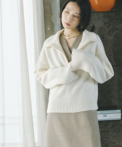 BIANCA / ビアンカ ニット・セーター | 【＠BAILA掲載】【ネック変化で着回し抜群】ジップアップニットプルオーバー | 詳細1
