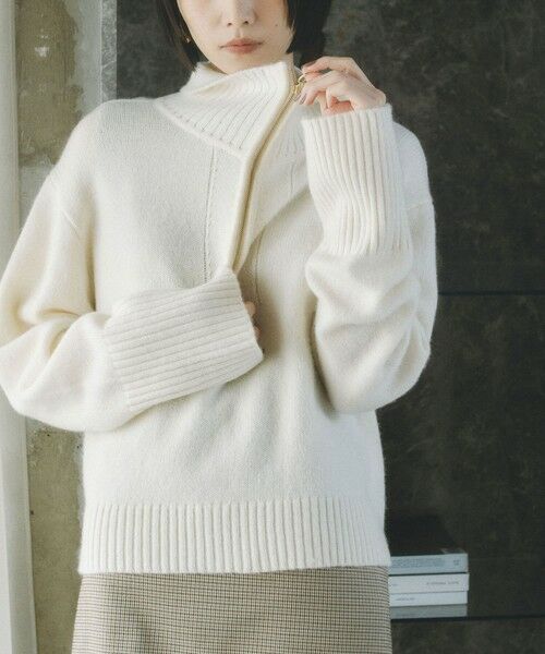 BIANCA / ビアンカ ニット・セーター | 【＠BAILA掲載】【ネック変化で着回し抜群】ジップアップニットプルオーバー | 詳細4