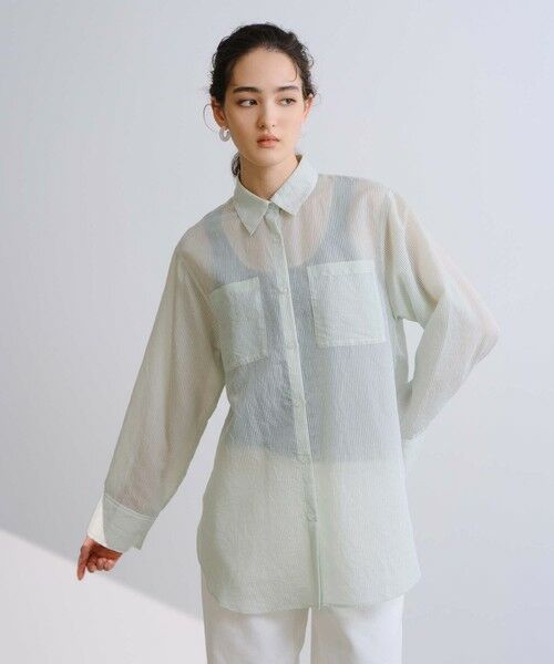 BIANCA / ビアンカ シャツ・ブラウス | 【着映えレイヤード】シアーストライプオーバーシャツ | 詳細5