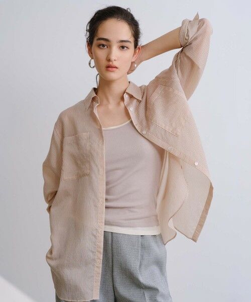 BIANCA / ビアンカ シャツ・ブラウス | 【着映えレイヤード】シアーストライプオーバーシャツ | 詳細1