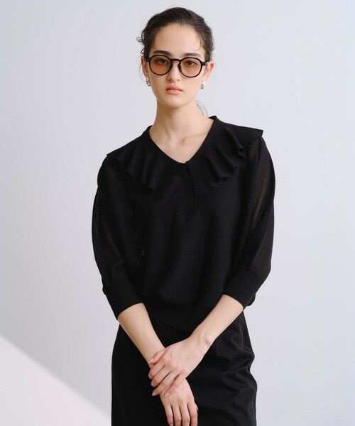 BIANCA / ビアンカ ニット・セーター | 【着映え2WAY】ラッフルカラープルオーバー（ブラック1）