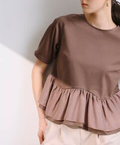 BIANCA / ビアンカ カットソー | 【セットアップ】スムースジャージフリルコンビカットソー